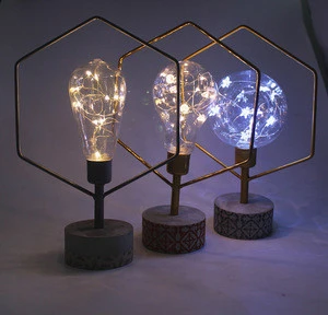 Cement led table lamp hotel decorative hand painted concrete desk  table lamp for gifts metal frame lamp 2019 new arrival