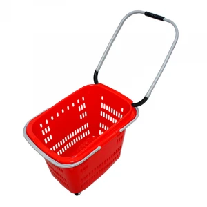 cheap wholesale flexible durable plastic laundry basket plastic storage with handle on 4 wheels