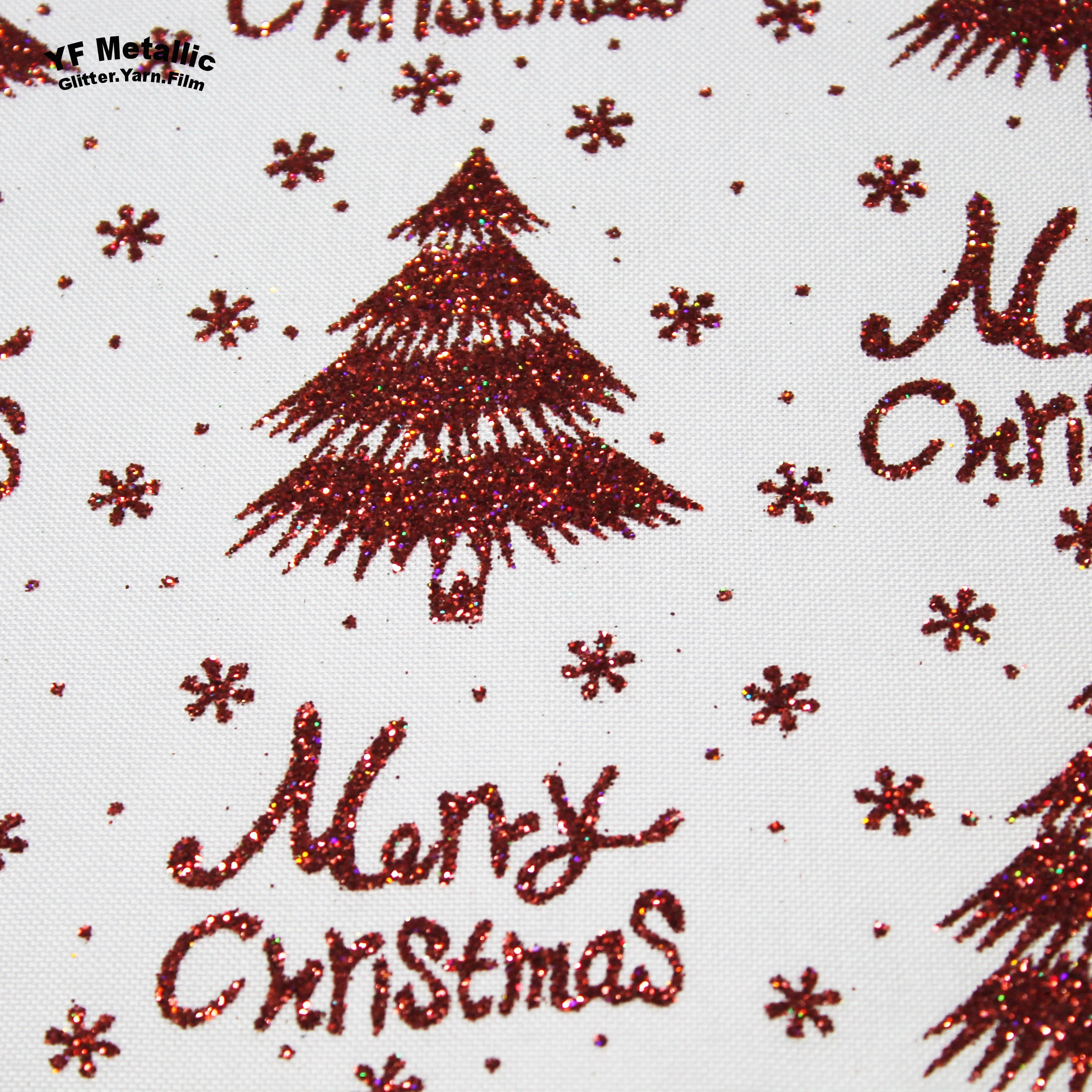 Christmas glitter printed fabric wholesale
