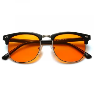 Classic retro anti blue light glasses blue light blocking half rim eyewear frames club women men tint orange lens