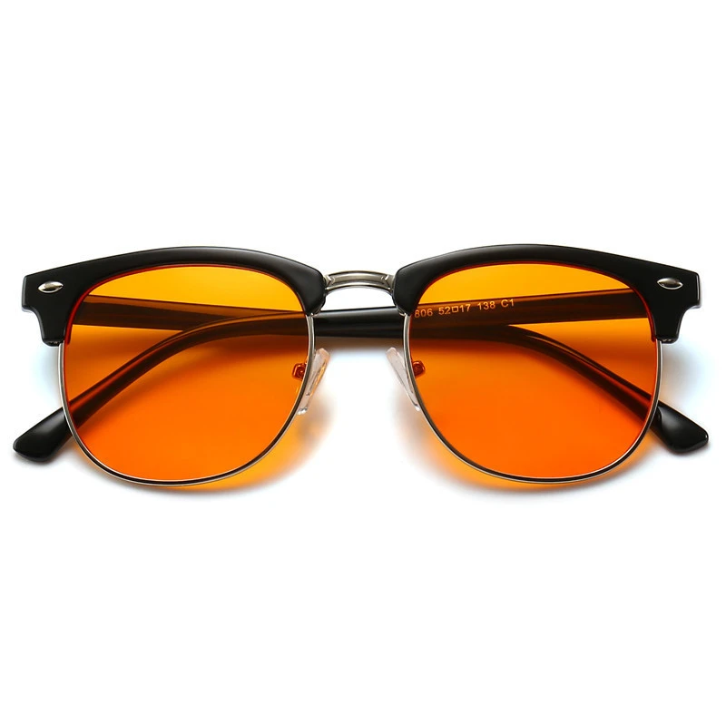 Classic retro anti blue light glasses blue light blocking half rim eyewear frames club women men tint orange lens