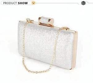 Classy glitter clutch bag luxury ladies evening bags with chain
