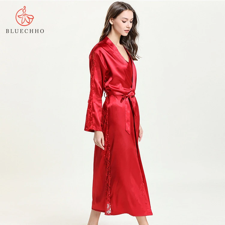 Colorful Womens Simulation Silk Nightgown Sexy Robe Bathrobe Pajamas Negligee Bathrobes Sleepwear Lively and Lovely COLLARLESS