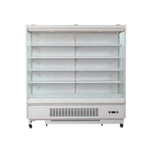commercial multideck air cooling beverage/vegetable/milk chiller showcase open front display refrigerator