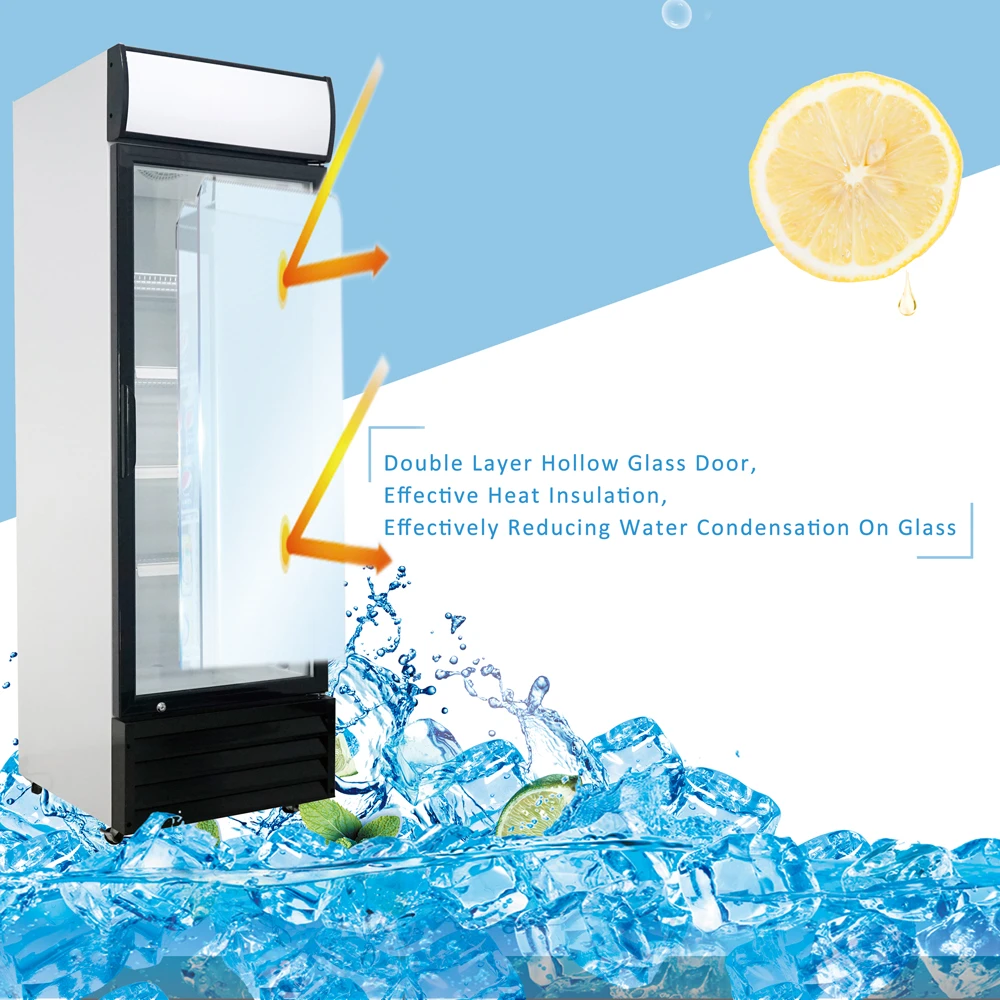 Commercial Upright Clear Transparent Glass Door Refrigerator Refrigeration Equipment
