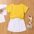Import Conyson Wholesale Summer New Letter Print Tie Belt Round Neck Shirt and Pocket Skirt Kids Clothes Baby Girls 2Pcs Clothing Set from China