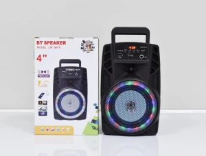 Cool fashion black technology small portable wireless outdoor sports party speaker with light card can be inserted BT Microphone