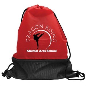 Cordero - Drawstring Backpack With Mesh Zipper Pocket and comes with your 1 color printed Logo