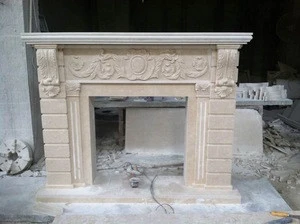 Cream fireplace with marble fireplace