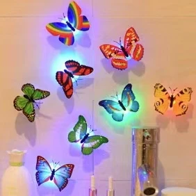 Creative colorful pasteable night light, decorative butterfly light craft small gifts