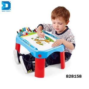 creative learning table drawing board toy with 12 marker pen and 12 crayons