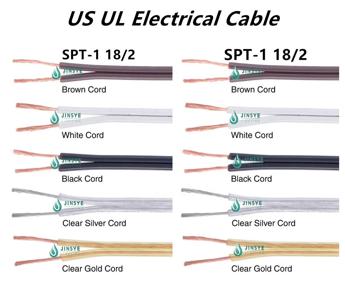 cUL Plastic clear or white SPT-1 18 2 electrical wire Lamp Cord Set extension Power cable