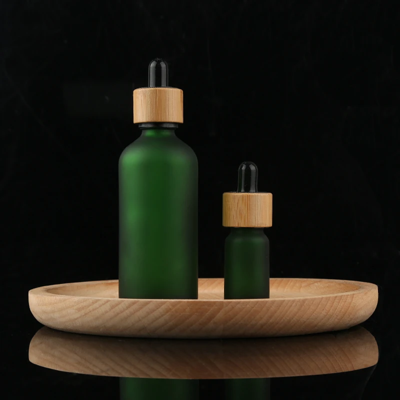 Custom 15ml Matt Green Colored Dropper Oil Bottle Serum Glass Dropper Bottle