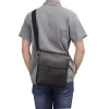 Custom Design Classic Black PU Leather Man Sling Bag Accepting Adding Logo Fashion Woven Pattern OEM Shoulder Mens Messenger Bag