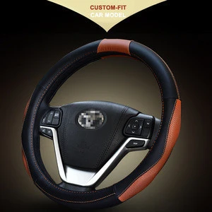 Custom designer hand sewing boat suede leather pvc steering wheel stitch cover for car