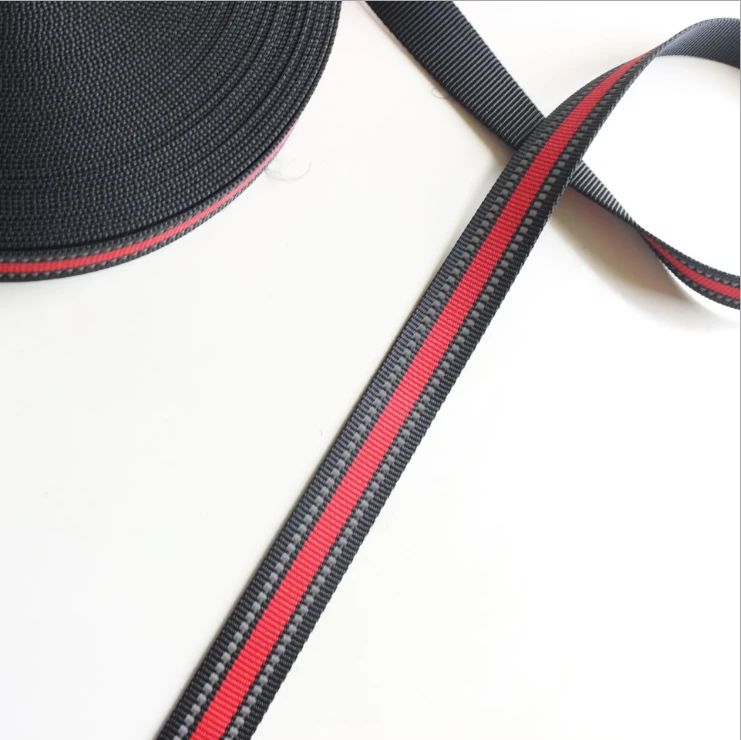 custom hi vis 15 mm 20cm 1 inches black green blue red reflective knit nylon PP webbing tape strap for bag pet dog collar leash