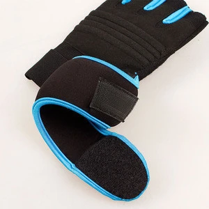 Custom logo grip weight lifting gym gloves with wrist support