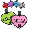 Custom Mute Heart Silicone Dog Name Label Blank Customizable Mute Name Tag for Pet Collars Leashes & Harnesses