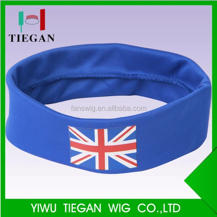 Custom printed logo Brazil flag yellow sport elastic headband
