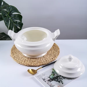 Custom White Chinese Porcelain Soup Bowl Porcelain Soup Tureen