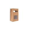 Customize Recycled Flat Bottom Patch Handle Food Kraft Brown Paper Bag With Clear Window