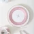 Import Customize wholesale pink decal golden rim design bone China plate set dinnerware Nordic style dessert dinner plate porcelain from China