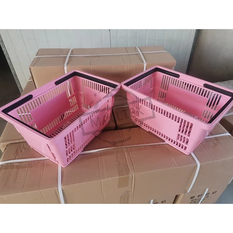 Customized Pink Plastic Supermarket Shopping Retail Store Basket