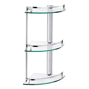 Customized Single Layer Wall Mounted Bathroom Glass Shower Corner Shelf/Glass Corner Shelf