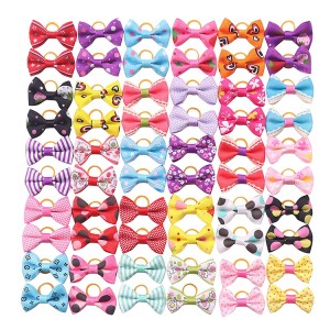 Cute Puppy Dog Small Bowknot Hair Bows with Rubber Bands (or Clips) Handmade Hair Accessories Bow Pet Grooming Products