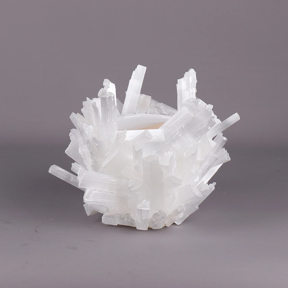 CXDGEM MG9997 Luxury Crystal Gemstone Selenite Flower Glass Vase