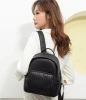 Designed Outdoor Use Simple Soft Small Womens Backpack Solid Color Pu Leather Fashion Students School Kids Zipper Closure Type