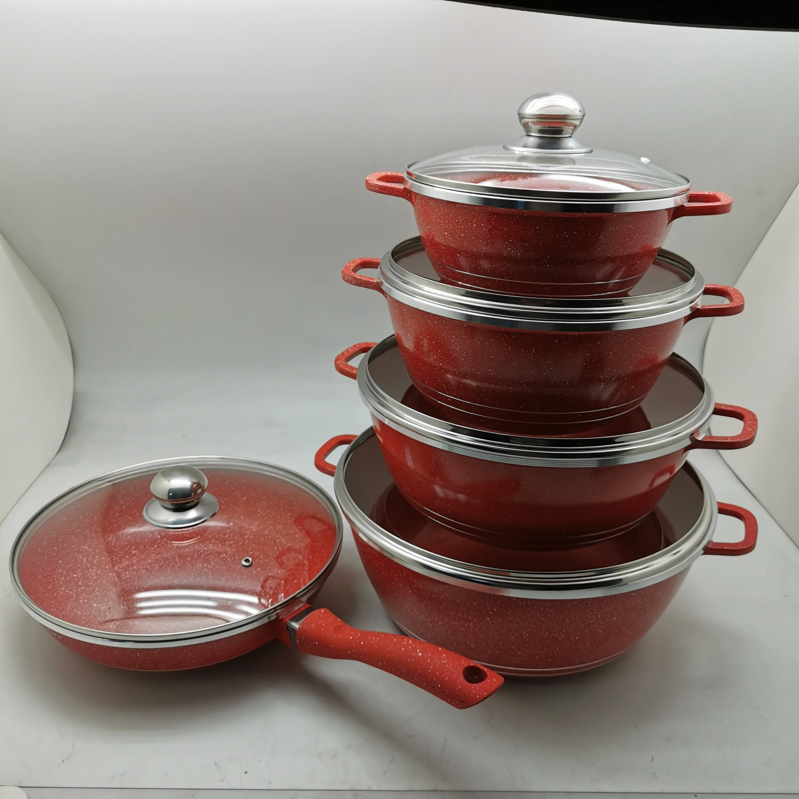 Dessini casserole set 12pcs aluminum  cooking pots non-stick ceramic stone granite coating