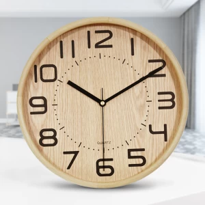 Digital Analog clock Wooden Frame Wall Clock 12 inch Wood Clock