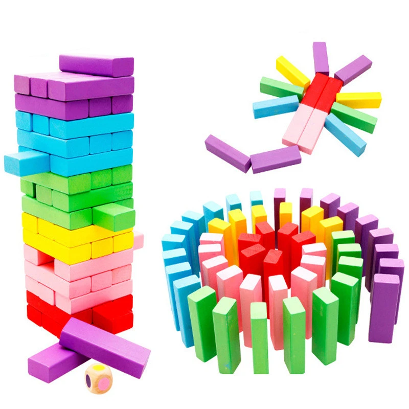 diy wooden stack toy building tumbling tower pine wood blocks educational toys kids jengas game blocks