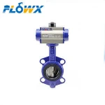DN150 DN 50 DN250 DN200 10inch Soft Seat Pneumatic Actuated Ductile Cast Iron Wafer Type Butterfly Valve