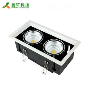 Double heads 5 Years Warranty Recessed 2652lm 3000K 24W led cob grille downlight square cob led downlight