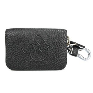 Durable customized logo lichi pattern zipper key wallet genuine leather key case for car