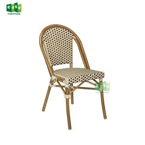 Elegant aluminum bamboo look french cafe rattan bistro chair (E200779SIDE)