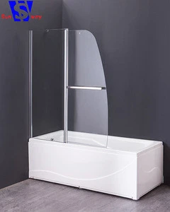 Elegant design tempered clear glass bathtub shower screen door without tray