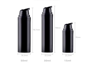 Empty black PP bottle 15ml 30ml 50ml airless pump bottle for lotion