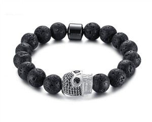 Energinox wholesale 2016 new arrivals black ore stone wrap lava bead bracelet