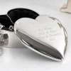 Engraved Silver Metal Heart Shape Jewelry Box