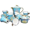 European 15 pieces blue porcelain coffee set home/restaurant/hotel ceramic teapot coffe cup turkish tea set