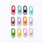 F102 10pcs/bag Alloy Painted Colorful Rotatable Lobster Clasp Dog Key Chains Buckle Bag Hook Keychain Connectors Jewelry Crafts