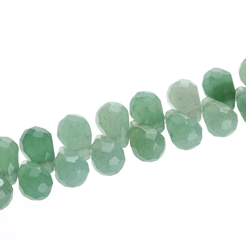 Faceted Natural Water Drop Shape Gemstone Beads, Green Aventurine Stone Beads For Wholesale