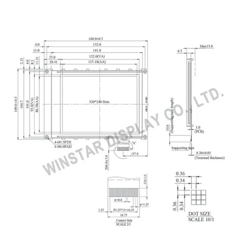 Buy Factory Customization 5.7 Inc 320x240 Dot Matrix Winstar Wg320240a ...