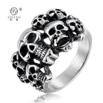 Factory direct sales fashion trendy retro jewelry domineering double-layer skull titanium steel ring stainless steel ghost ring