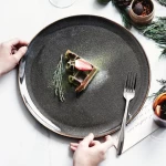 Factory direct wholesale reaction glaze ceramic flat plate, main dinner plate, household, restaurant and hotel tableware