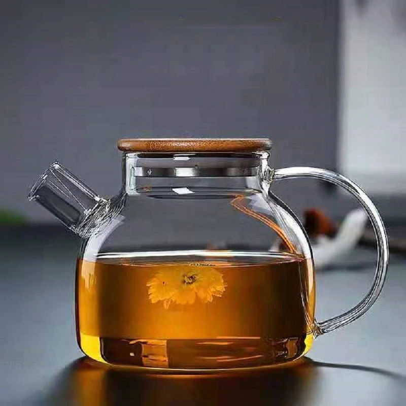 Factory Heat Resistant Borosilicate Glass Tea Pot 1000ml  Glass Teapot