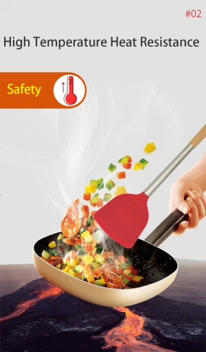 Factory Price Silicone Cooking Stainless Steel Wood Tools Kitchen Utensil Set Non-Stick Silicone Cooking Utensils